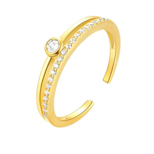 Gualiy Ringe Gold 14 K Damen, Gelbgold Damen Ringe Ehering Rund Form Moissanit Einstellbar Ringe Größe 49 von Gualiy