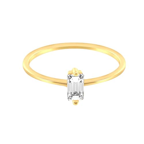 Gualiy Ringe Gold 9 K Damen, Gelbgold Damen Ringe Verlobung mit Rechteck Form Moissanit Ring Größe 60 von Gualiy