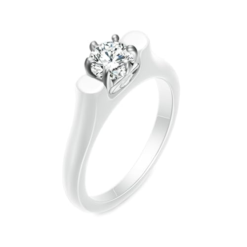 Gualiy Ringe aus Edelstahl, Weiß Verlobungsring Für Damen 2MM Ring mit Rund Form Zirkonia Ring Größe 57 (18.1) von Gualiy