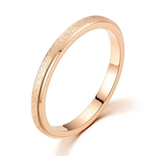 Gualiy Roségoldringe Damen, Vertrauensring aus 316L Edelstahl mit 2MM Matt Oberfläche Ring für Mädchen Roségold, Größe 57 (18.1) von Gualiy