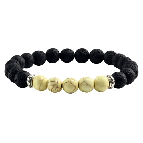 Gualiy Stein Armband Damen, 8MM Lavastein Gelb Türkis Armband für Herren von Gualiy