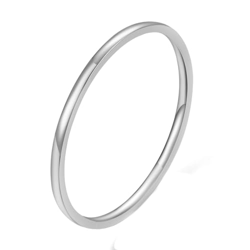 Gualiy Titan Ring Herren, Silber Eheringe Freundschaftsringe 1MM Dünn Poliert Band Ringe Größe 52 (16.6) von Gualiy