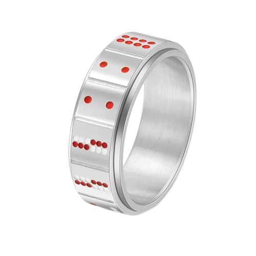 Gualiy Titan Ring Herren, Silber Fidget Spinner Ring Herren 8MM Poker Drehbar Ringe Größe 65 (20.7) von Gualiy