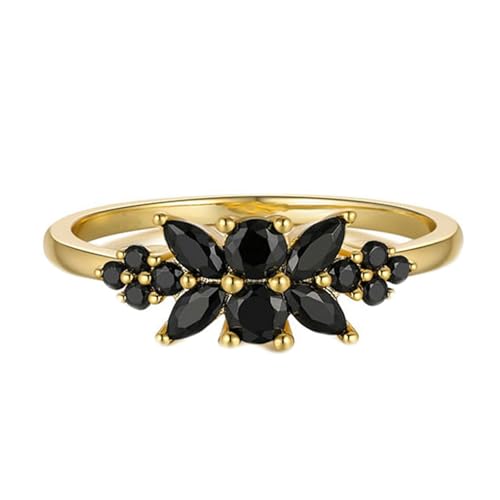 Gualiy Trauringe Gelbgold 375, 9 Karat Freundschaftsringe Ringe mit Marquise Rund Form Achat Damenring Größe 57 von Gualiy