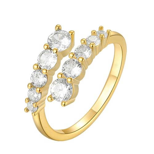 Gualiy Trauringe Gelbgold 585, 14 Karat Eheringe Verlobungsringe Rund Form Moissanit Einstellbar Damen Ringe Größe 49 von Gualiy