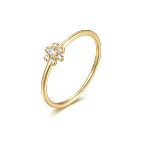 Gualiy Trauringe Gelbgold 9 Karat, Damen Verlobungsring und Ehering Blume mit Rund Form Moissanit Ring Größe 57 von Gualiy