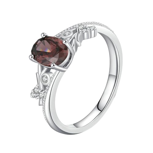 Gualiy Trauringe Verlobungsringe, 14 Karat Weißgold Ring Damen Hochzeit mit Oval Form Zirkonia 5x7mm Ring Größe 57 von Gualiy