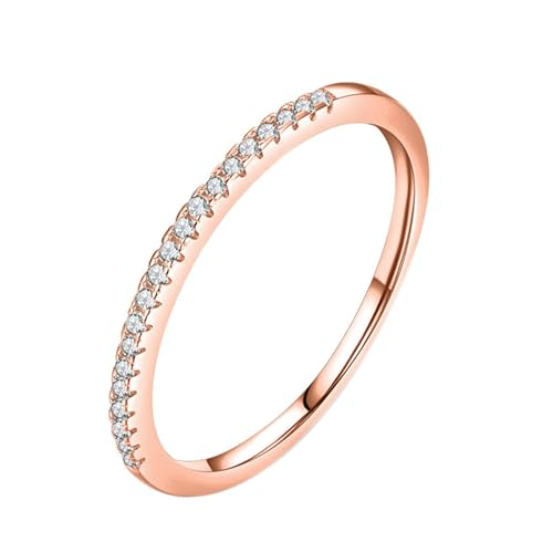 Gualiy Verlobungsring 375 Rosegold, 9 Karat Echtgold Eheringe Rund Form Moissanit Stapelbar Damen Ring Größe 57 von Gualiy