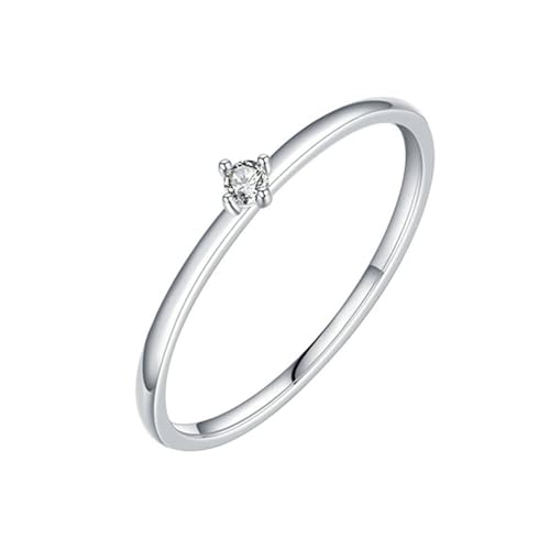 Gualiy Verlobungsring 375 Weißgold, 9 Karat Damen Ringe Ehering Rund Form Moissanit 2x2mm Ring Größe 57 von Gualiy