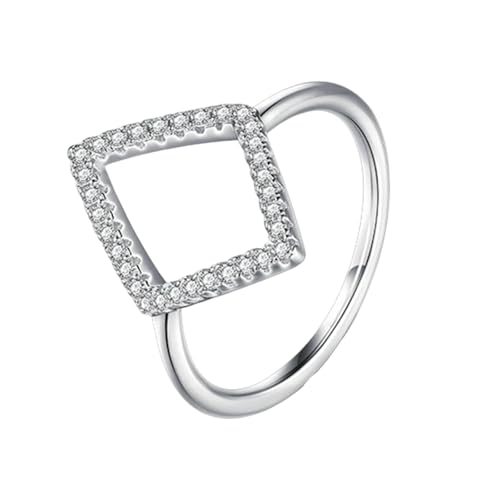 Gualiy Verlobungsring 375 Weißgold, 9 Karat Trauringe Hochzeitringe Hohl Raute mit Moissanit Damen Ringe Größe 60 von Gualiy