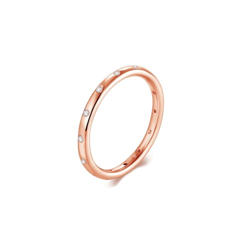 Gualiy Verlobungsring Damen Rosegold, 14 Karat Freundschaftsringe Damen Inlaid mit Rund Form Moissanit Ringe Größe 57 von Gualiy