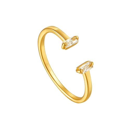 Gualiy Verlobungsring Gelb Gold Damen, 9 Karat Damenring Hochzeit mit Rechteck Moissanit Öffnen Ringe Größe 52 von Gualiy