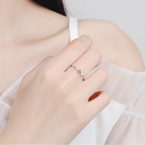 Gualiy Weißgold Damen Ring, 14 Karat Damenring Verlobungsring Herz Form mit Labor Diamant 0.1ct Ringe Größe 52 von Gualiy
