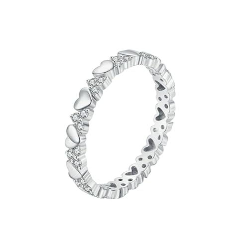 Gualiy Weißgold Ring 585, 14 Karat Partnerringe Verlobungsringe Herz mit Rund Moissanit Damenring Größe 57 von Gualiy