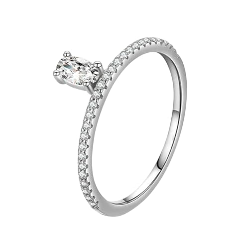 Gualiy Weißgold Ring 585, 14 Karat Verlobungsring Damen Oval Form Moissanit Ringe Größe 57 von Gualiy