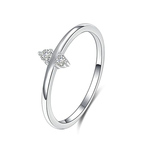 Gualiy Weißgold Ring 585 Damen, 14 Karat Echtgold Eheringe mit Rund Form Diamant Ring Größe 49 von Gualiy