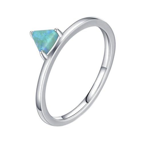 Gualiy Weißgold Ring Damen 375, 9 Karat Silber Ringe Eheringe mit Dreieck Opal Ring Größe 57 von Gualiy
