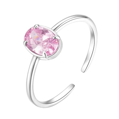Gualiy Weißgold Ring Damen 375, 9 Karat Trauringe Damen Oval 5x7mm Kristall Einstellbar Ringe Größe 52 von Gualiy
