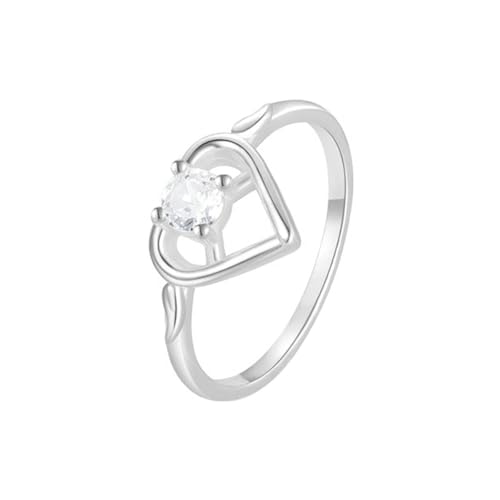 Gualiy Weißgold Ring Damen 585, 14 Karat Partnerringe Verlobungsringe Herz mit Rund Moissanit Ring Größe 54 von Gualiy