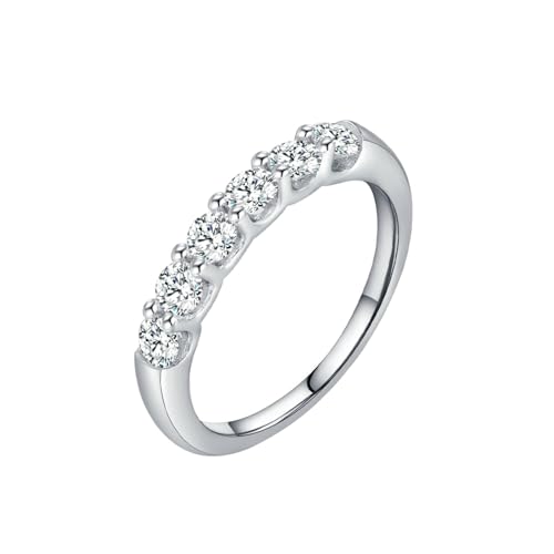 Gualiy Weißgold Ring Hochzeit, 14 Karat Verlobungsringe Partnerringe Rund Form Moissanit 3x3mm Damen Ringe Größe 57 von Gualiy