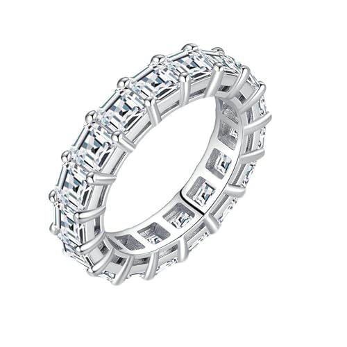 Gualiy Weißgold Ring Hochzeit, 9 Karat Ringe Damen Partnerringe mit Quadrat Form Moissanit Ringe Größe 49 von Gualiy