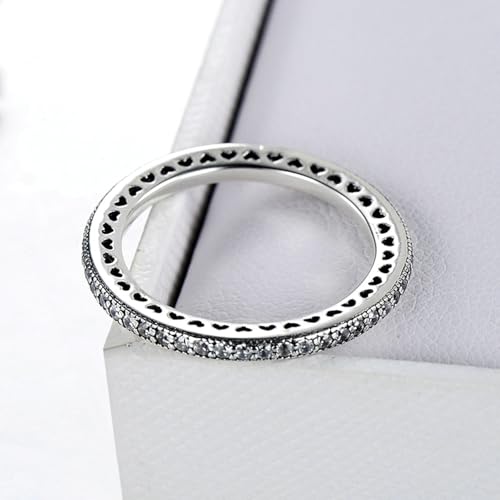 Gualiy Weißgold Schmuck Damen Ring, 14 Karat Ring Damen Hochzeit Rund Form Moissanit Herz Ring Größe 49 von Gualiy