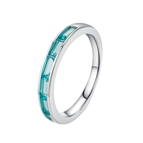 Gualiy Weißgold Schmuck Damen Ring, 14 Karat Silber Ring Hochzeit mit Rechteck Zirkonia Ring Größe 49 von Gualiy