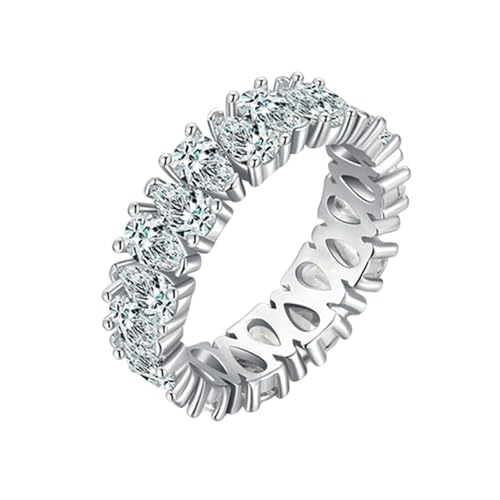 Gualiy Weißgold Verlobungsring Damen, 14 Karat Ringe Damen Partnerringe mit Birne Form Moissanit Ring Größe 57 von Gualiy