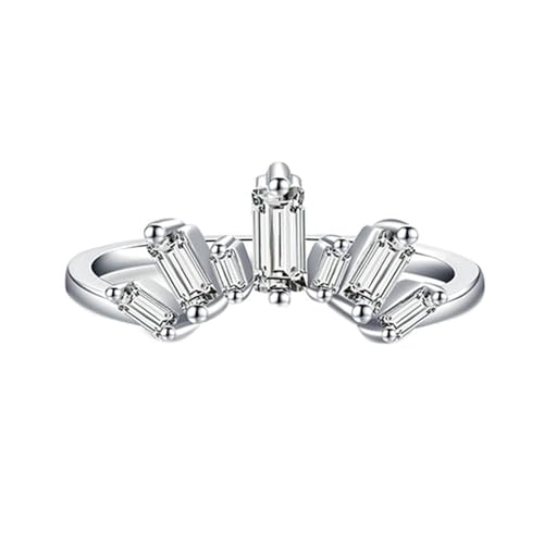 Gualiy Weißgold Verlobungsring Damen, 9 Karat Hochzeit Ring Damen mit Rechteck Form Moissanit Ring Größe 49 von Gualiy