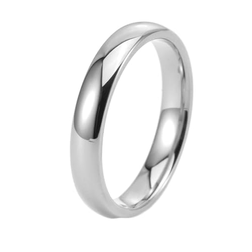 Gualiy Wolfram Herren Ring, Silber Hochzeitsringe für Frauen 4MM Hochglanz Poliert Ringe Größe 54 (17.2) von Gualiy