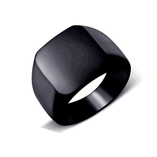 Ring Für Männer Gravur, Vertrauensring aus Chirurgischer Stahl mit 14MM Poliertes quadratisches Band Ring für Jungen Schwarz, Größe 62 (19.7) von Gualiy