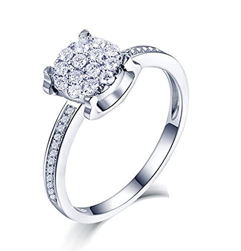 Ringe Frauen Weißgold Mit Stein |Verlobungsring Damen | Hochzeit Ringe Gold | Klassischer Stil Diamant aus 14 Karat Weißgold Ringe Silber Größe 49 (15.6) von Gualiy