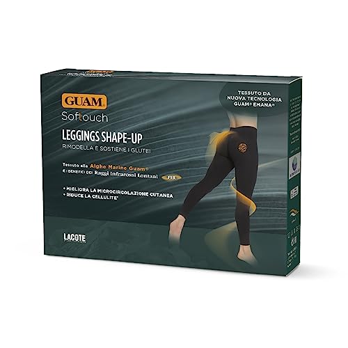 Guam, Shape-Up Softouch Leggings, Leggings mit Guam Meeresalgen und Ferninfrarotstrahlen, Anticellulite, Formt und Unterstützt den Gesäßmuskel, Made in Italy, Farbe Schwarz, Größe L/XL (46-50) von Guam