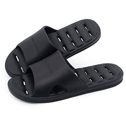 GuanZo Damen Badelatschen Schnell Trocknend rutschfeste Hausschuhe Bad Haus Pool Sandalen Indoor Slipper Gym Weiche Sohle Beige Größe S M L XL, Schwarz, 11-12 Women/10-11 Men GuanZo Damen Badelatschen Schnell Trocknend rutschfeste Hausschuhe Bad Haus Pool Sandalen Indoor Slipper Gym Weiche Sohle Beige Größe S M L XL, Schwarz, 11-12 Women/10-11 Men von GuanZo