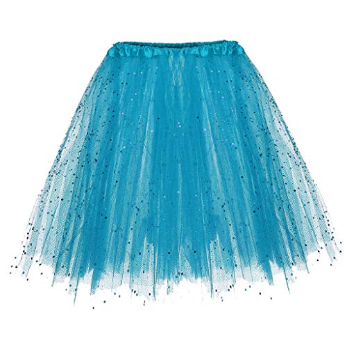 1/2/3 Stück Damen 50er Ballettrock Multi-Schichten Vintage Ballet Blase Firt Tulle Petticoat Puffy Tutu Rock Tüllrock Minirock Tanzkleid Kurz Unterrock Dehnba Abendkleid (1Stück-Sky Blue, One Size) von Guanghuansishe