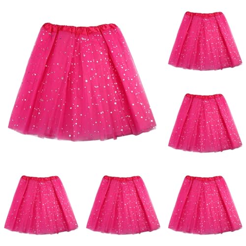 1/7 Stücke Damen Tütü Star Minirock Tüllrock Ballettrock für Karneval Geburtstag Halloween Party, Damen Tüllrock Tütü Rock Minirock Petticoat Tanzkleid Dehnbaren mit Stern (7 Stücke BB, one Size) von Guanghuansishe