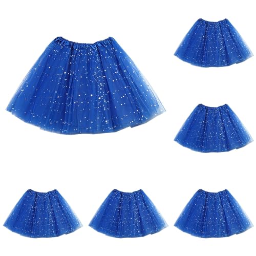 1/7 Stücke Damen Tütü Star Minirock Tüllrock Ballettrock für Karneval Geburtstag Halloween Party, Damen Tüllrock Tütü Rock Minirock Petticoat Tanzkleid Dehnbaren mit Stern (7 Stücke GB, one Size) von Guanghuansishe