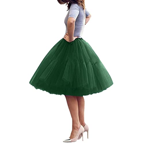 Damen Tüllrock Tutu Skirt 5 Lage Petticoat Ballettrock Unterrock Pettiskirt, Tüllrock Damen Unterrock Tütü Rock Hohe Taille Elastische Petticoat Tüllrock Party Rockabilly Tüll Rock (I, One Size) von Guanghuansishe