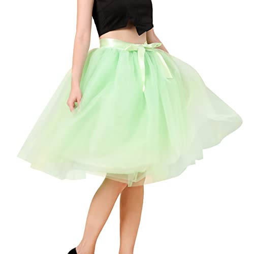 Tüllrock Damen Midi Retro 50er Rockabilly Rock Hohe Taille Tutu Rock Petticoat Unterrock Ballett Blase Petticoat Tuturock Tütü Tüllrock Lang Reifrock Kleid Tüll Underskirt (AG, One Size) von Guanghuansishe