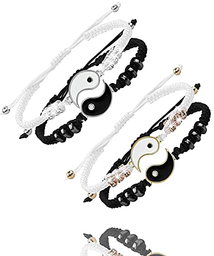 Guanyj 4 Stück Verstellbare Beziehung Armbänder Yin Yang Paare Armband Magnet Armbänder für Herren und Damen von Guanyj