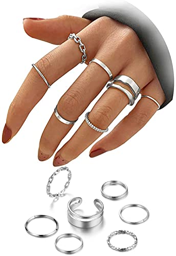Guanyj Knuckle Rings für Frauen und Männer - Schlangenkette Vintage Boho Midi Ringe, Größe gemischt, Fingerringe Set von Guanyj