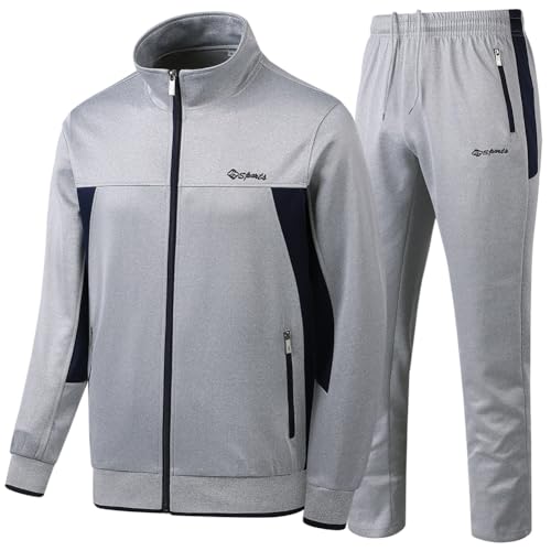 Guanzizai Herren Casual Trainingsanzug Langarm Sweatsuit Athletic Set Full Zip Running Jogging Sportjacke und Hose, 665 Grau, Medium Guanzizai Herren Casual Trainingsanzug Langarm Sweatsuit Athletic Set Full Zip Running Jogging Sportjacke und Hose, 665 Grau, Medium von Guanzizai