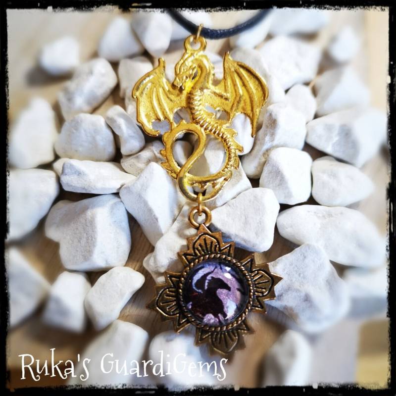 Drache Mit Drachenanhänger/Halskette Handgemalt Kette Schmuck von GuardiGems