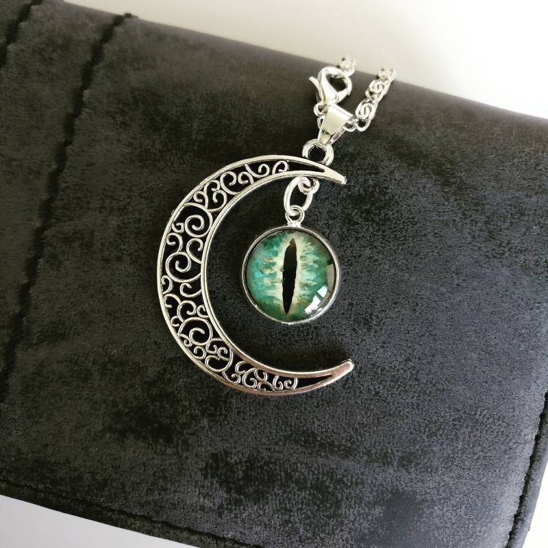 Drachenauge Mit Mond Als Halskette/Handgemalt Kette Schmuck von GuardiGems