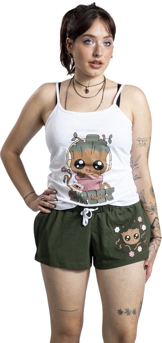Guardians Of The Galaxy Groot Schlafanzug weiß grün in 3XL von Guardians Of The Galaxy