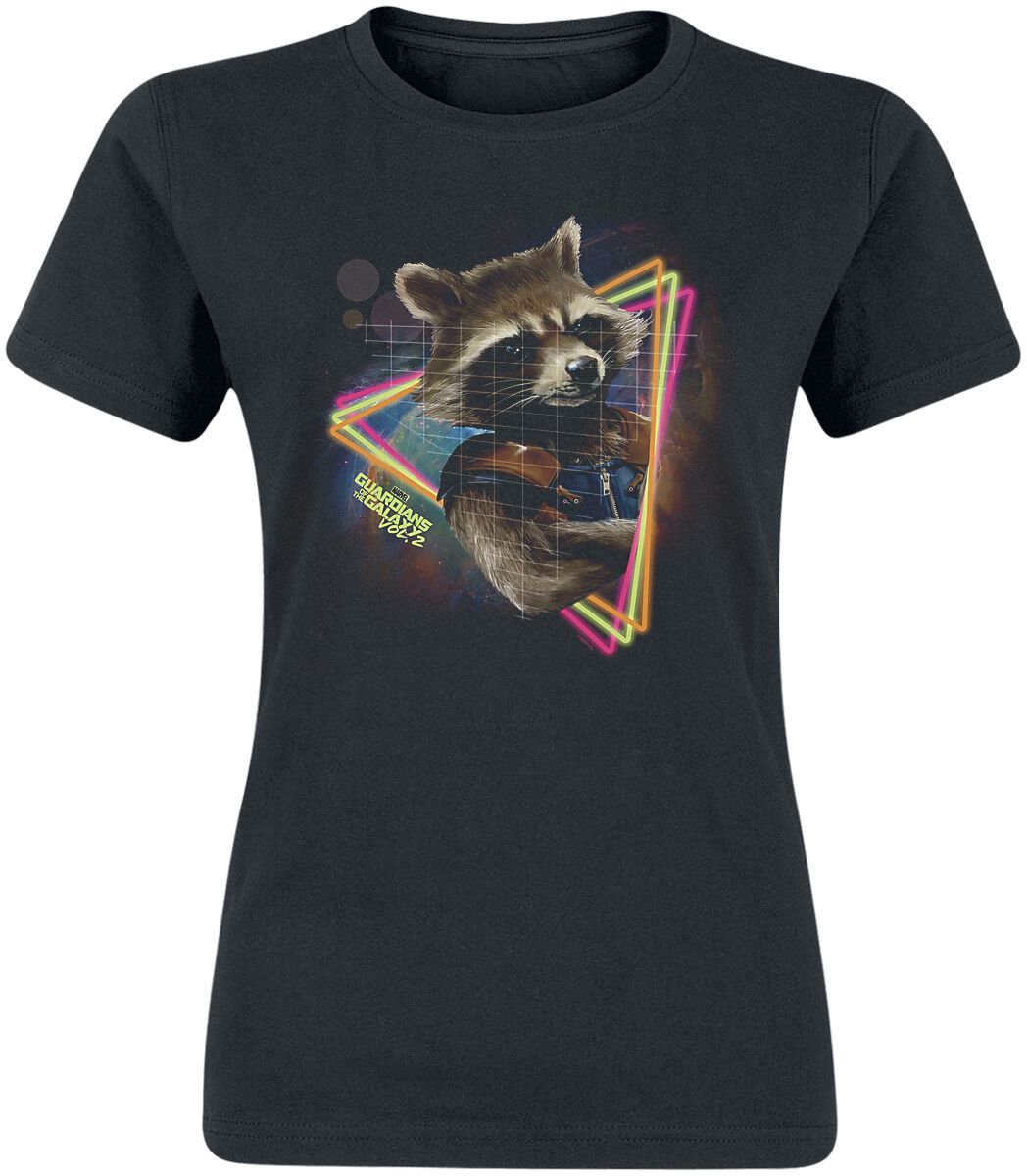 Guardians Of The Galaxy - Marvel T-Shirt - Neon Rocket - S bis XXL - für Damen - Größe XXL - schwarz  - Lizenzierter Fanartikel von Guardians Of The Galaxy