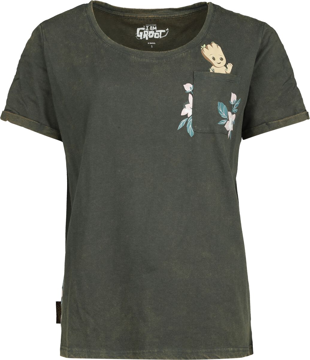 Guardians Of The Galaxy T-Shirt - Groot Floral - S bis XXL - für Damen - Größe M - dunkelgrün  - EMP exklusives Merchandise! von Guardians Of The Galaxy