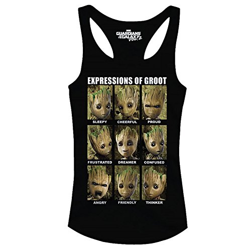Guardians of the Galaxy Damen Tank Top Baby Groot Expressions zu Vol. 2 Marvel Baumwolle schwarz - S von Guardians Of The Galaxy