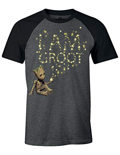 Guardians Of The Galaxy Herren T-Shirt I Am Groot Glow in The Dark Marvel grau schwarz - L von Guardians Of The Galaxy