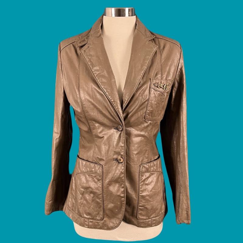 Vintage 70Er Jahre Etienne Aigner Blazer Lederjacke von GuavaTreeVintage